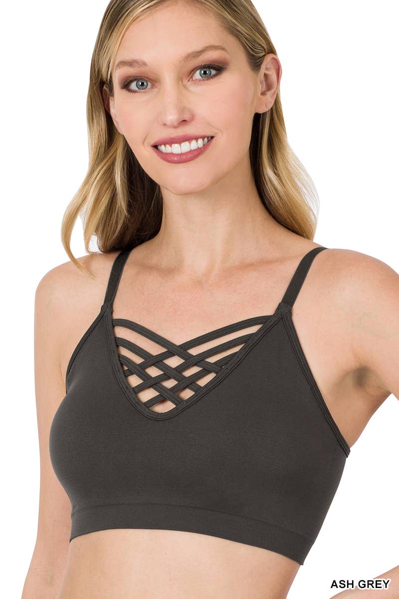 ..SI-12748 Lattice Bralette With Removable Bra Pads: GREENMINT-111326 / L/XL