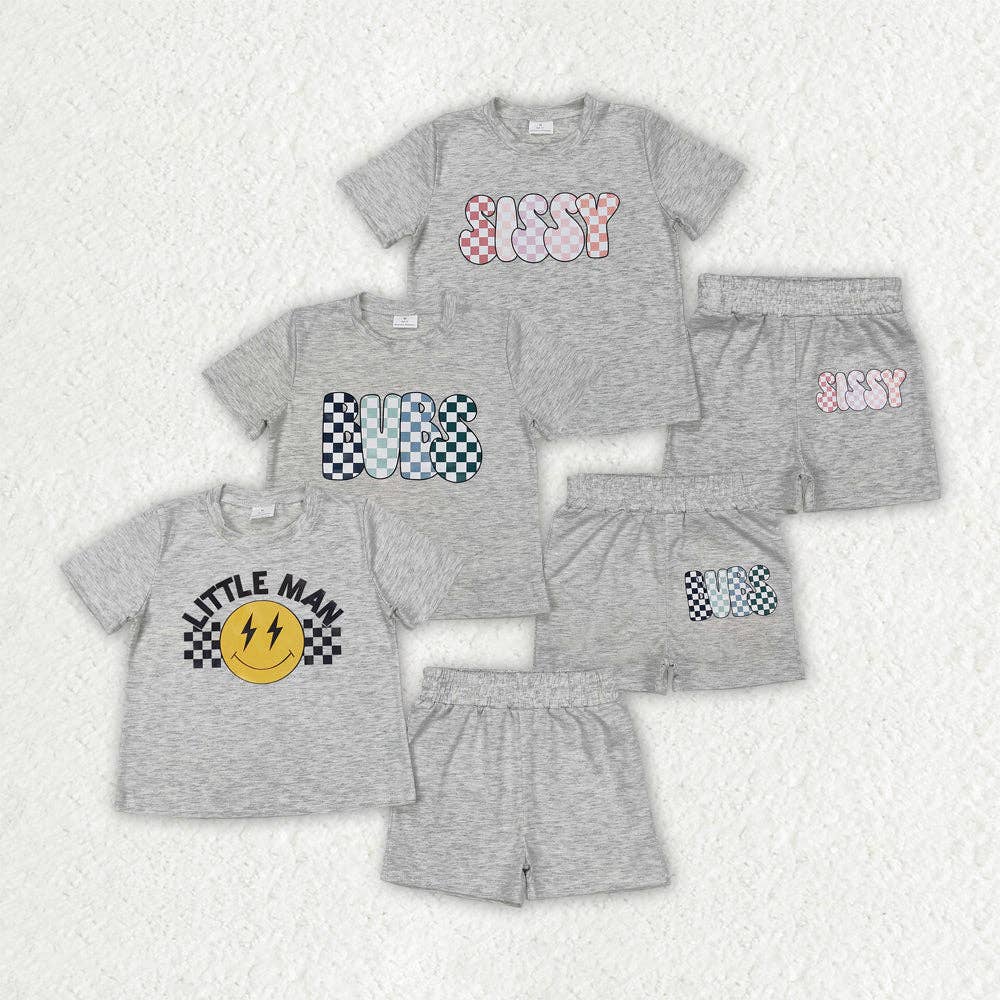 Sibling Vinyl Baby Boys Cotton Top Sports Shorts Clothes Sets: Bubs / 5-6T