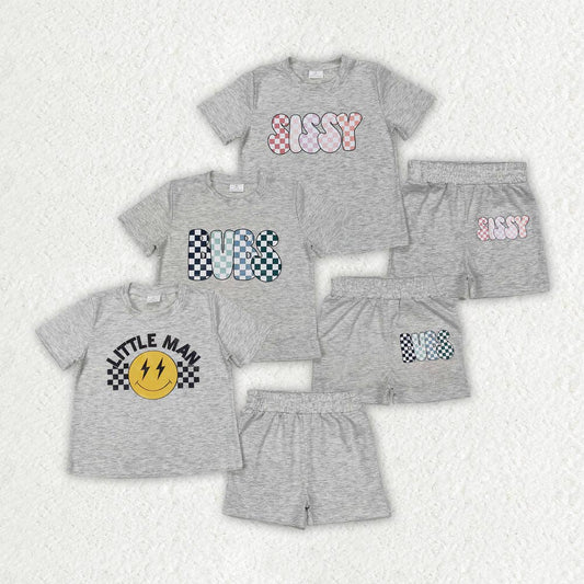 Sibling Vinyl Baby Boys Cotton Top Sports Shorts Clothes Sets: Bubs / 5-6T
