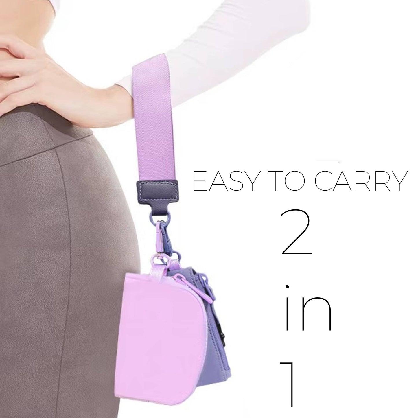 Marisa Alternative Nylon Dual Pouch Wristlet Strap Wallet: Pink and Ivory