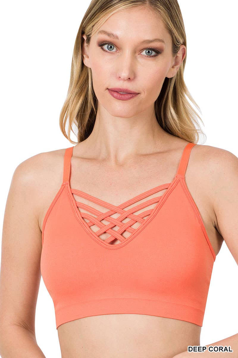 ..SI-12748 Lattice Bralette With Removable Bra Pads: GREENMINT-111326 / S/M