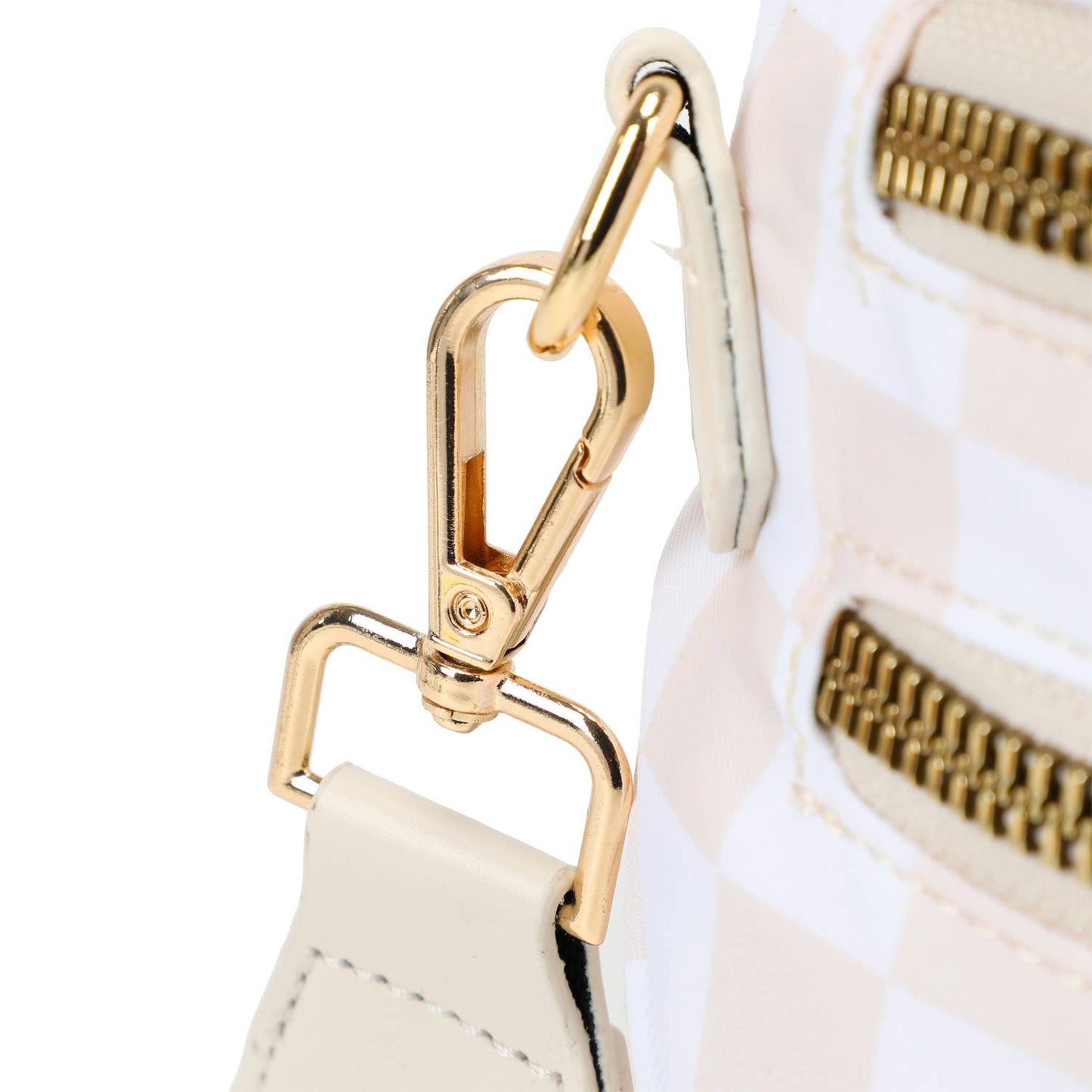 Paulina Nylon Waterproof Multi-Compartment 10" Crossbody Bag: Ivory Checker