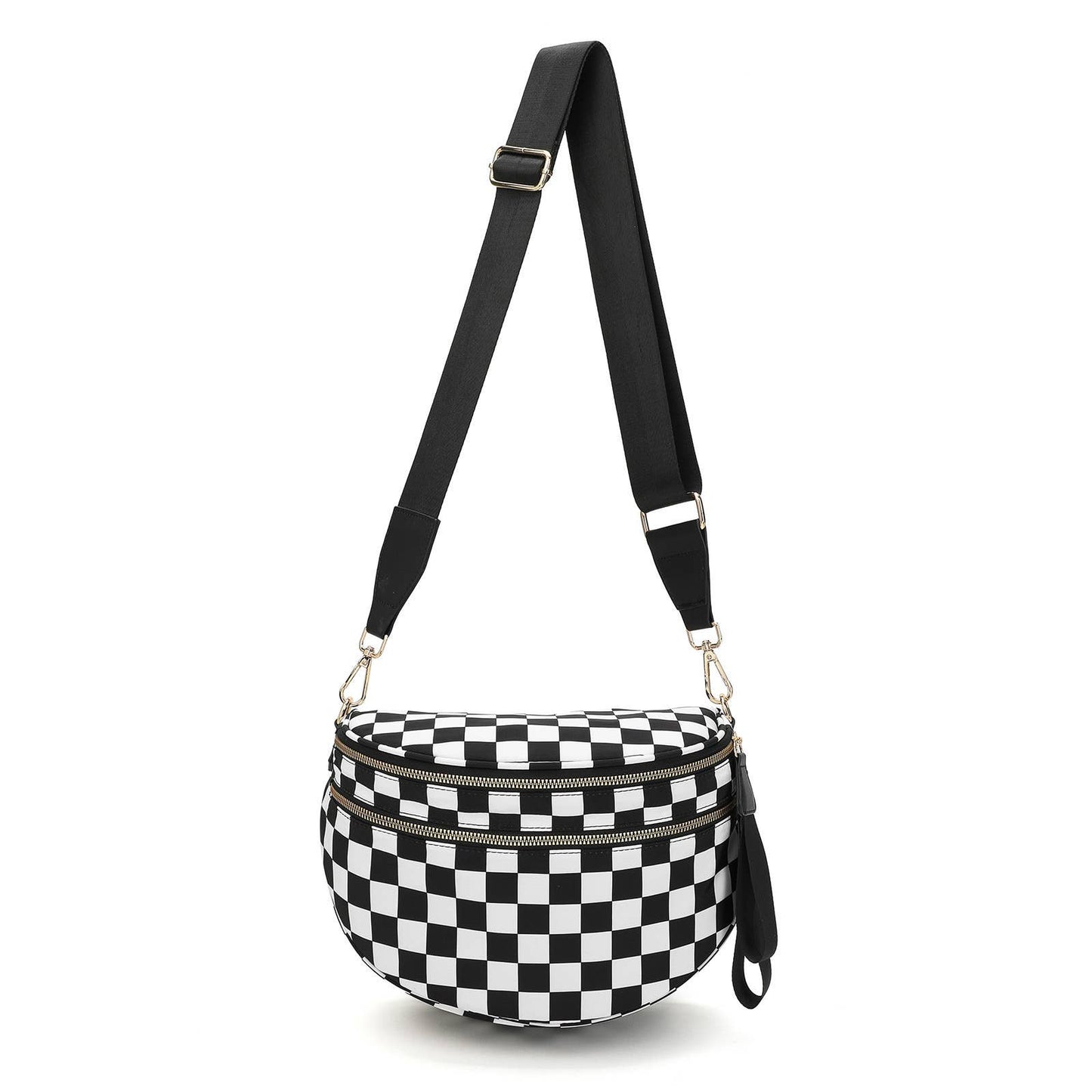 Paulina Nylon Waterproof Multi-Compartment 10" Crossbody Bag: Black