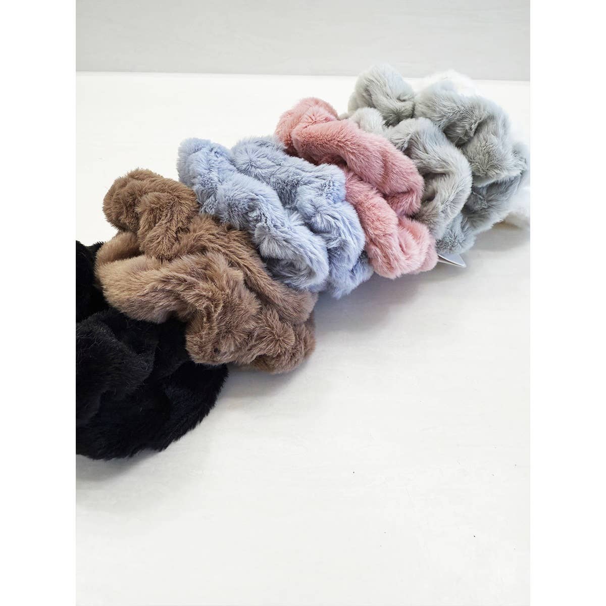Soft Faux Fur Scunchie Set: MIX COLOR / ONE(12)