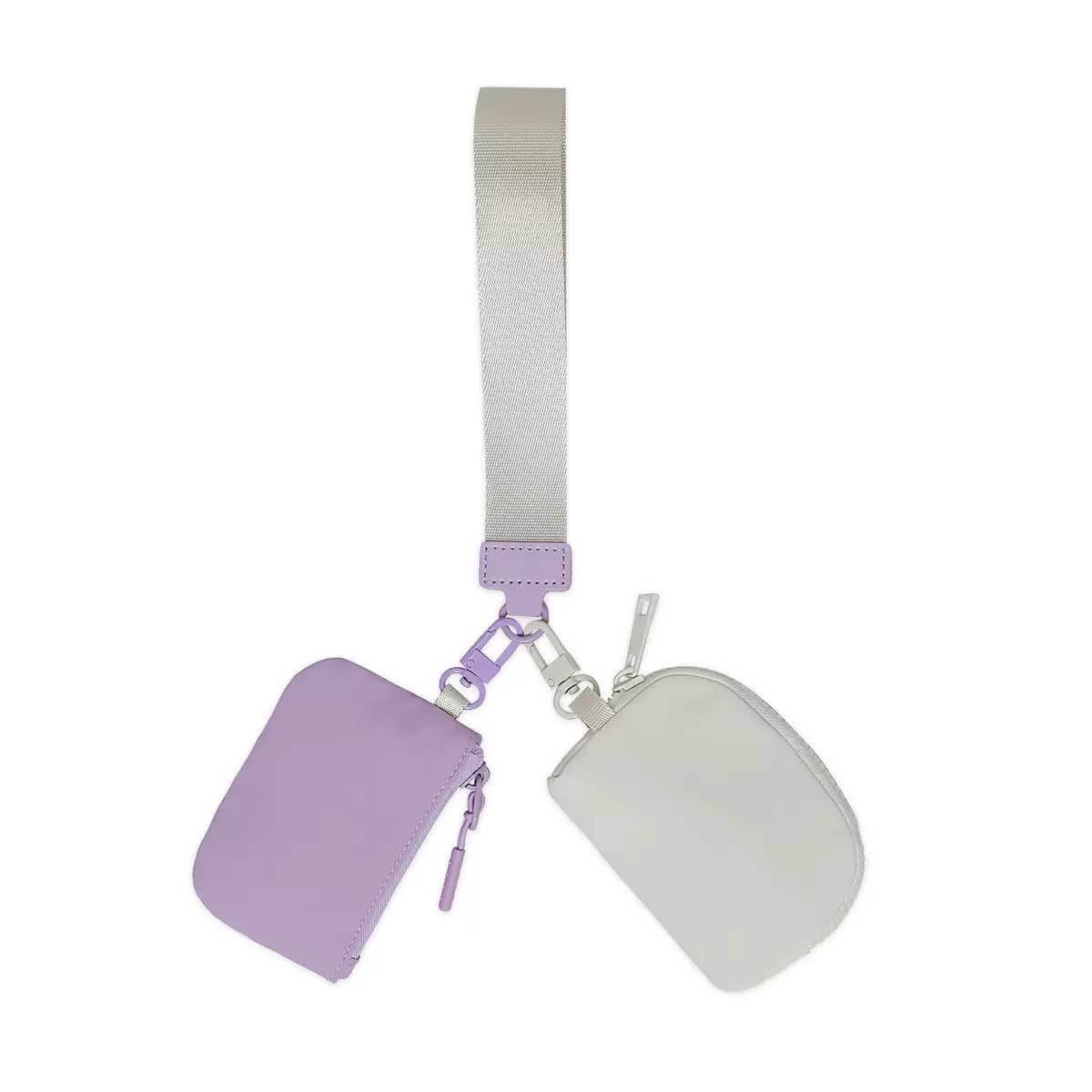 Marisa Alternative Nylon Dual Pouch Wristlet Strap Wallet: Pink and Ivory