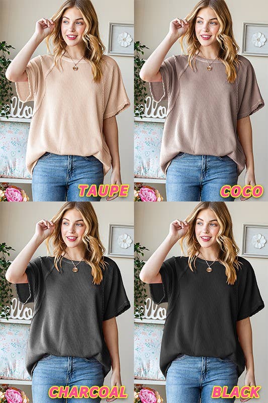 ET7518-10 SOLID URBAN RIBBED TOP: DUSTY LAVENDER / 2-2-2 (S-M-L)