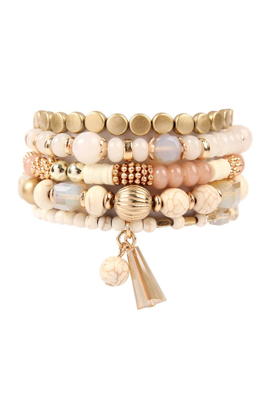 MULTIBEADS STRETCH BRACELET: NATURAL / ONE