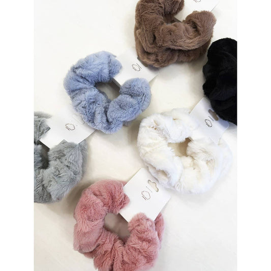 Soft Faux Fur Scunchie Set: MIX COLOR / ONE(12)