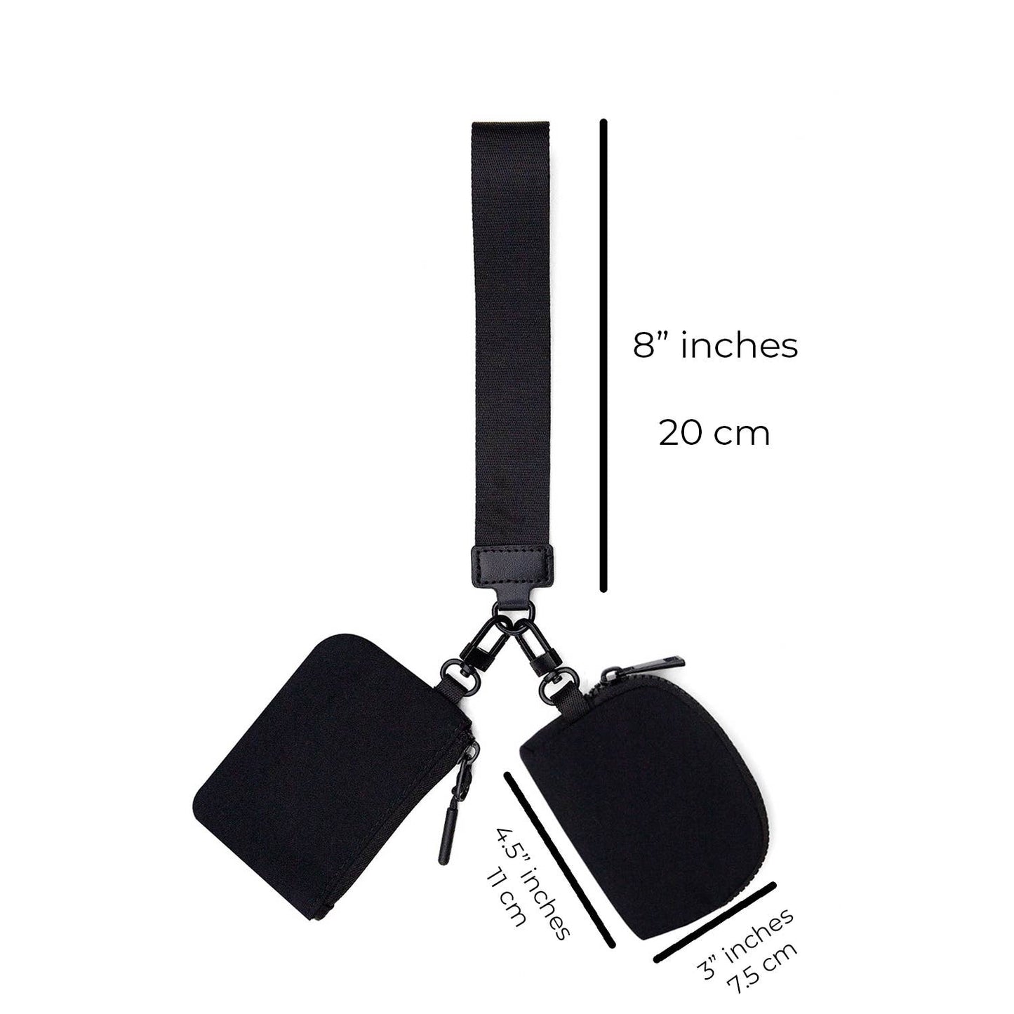 Marisa Alternative Nylon Dual Pouch Wristlet Strap Wallet: Black White Checker