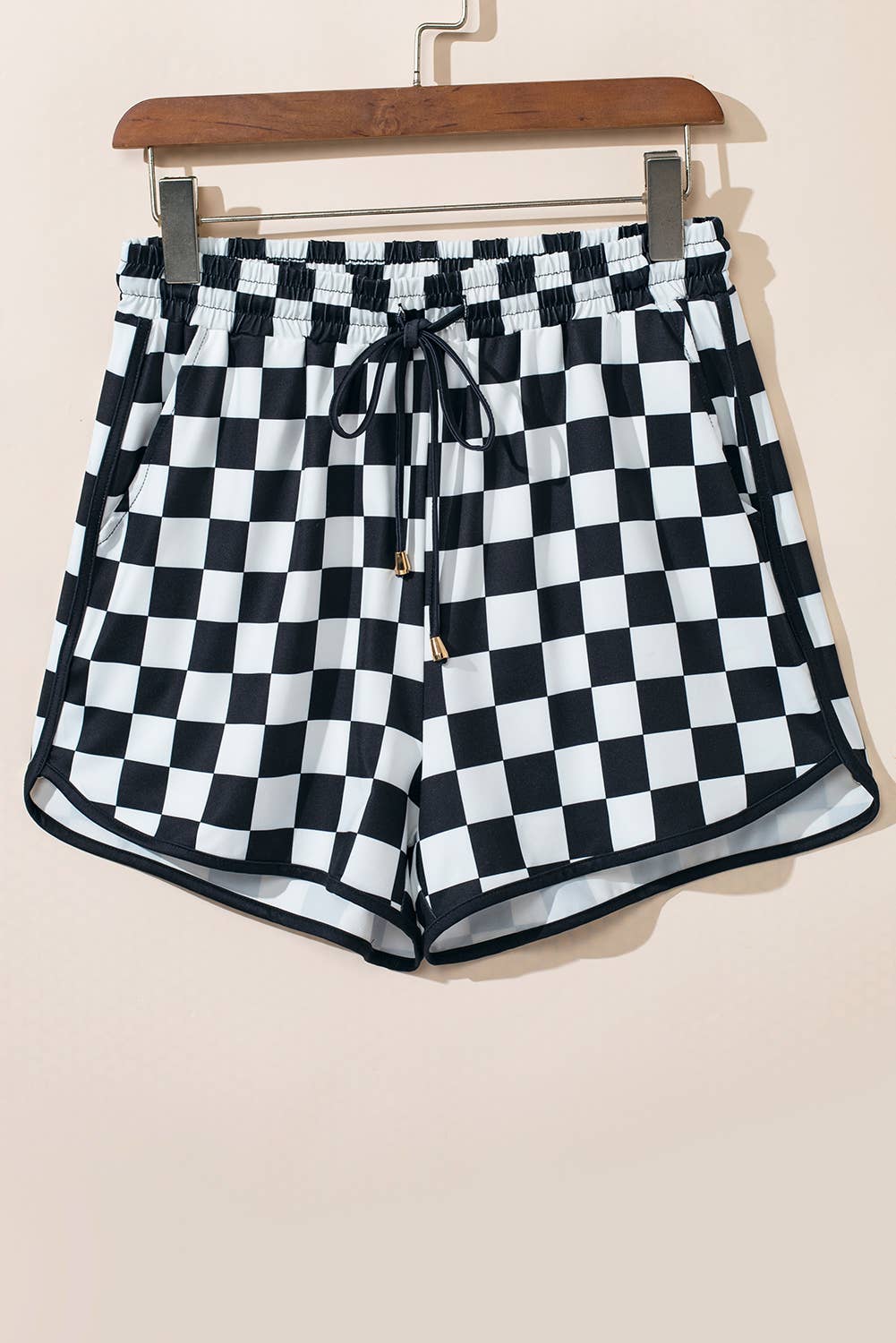 Checkered Drawstring Elastic Waist Shorts | S-XL: Rose / Missy / M
