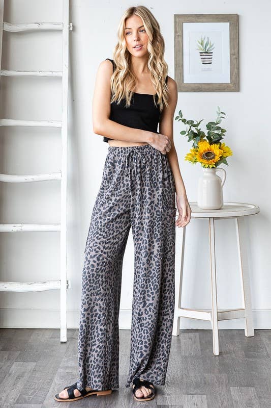 EP6850-10 ANIMAL PRINT URBAN RIBBED CASUAL PANTS: TAUPE / 2-2-2 (1X-2X-3X)