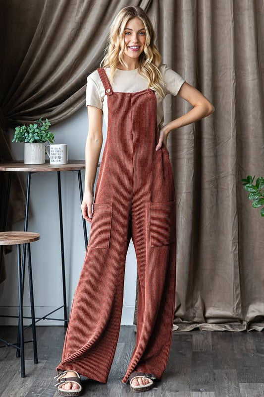 EP6810-10 SLEEVELESS SOLID URBAN RIBBED JUMPSUITS: CHARCOAL / 2-2-2 (1X-2X-3X)
