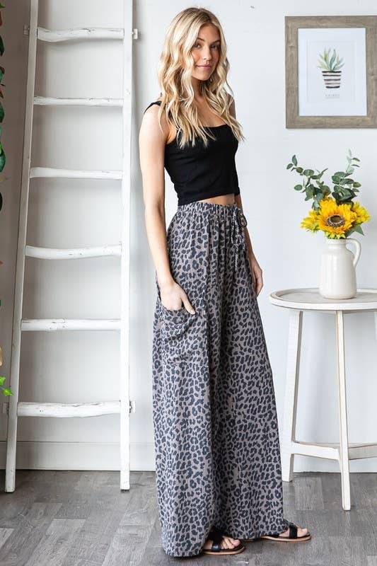 EP6850-10 ANIMAL PRINT URBAN RIBBED CASUAL PANTS: TAUPE / 2-2-2 (1X-2X-3X)