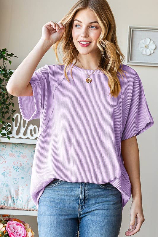 ET7518-10 SOLID URBAN RIBBED TOP: DUSTY LAVENDER / 2-2-2 (1X-2X-3X)