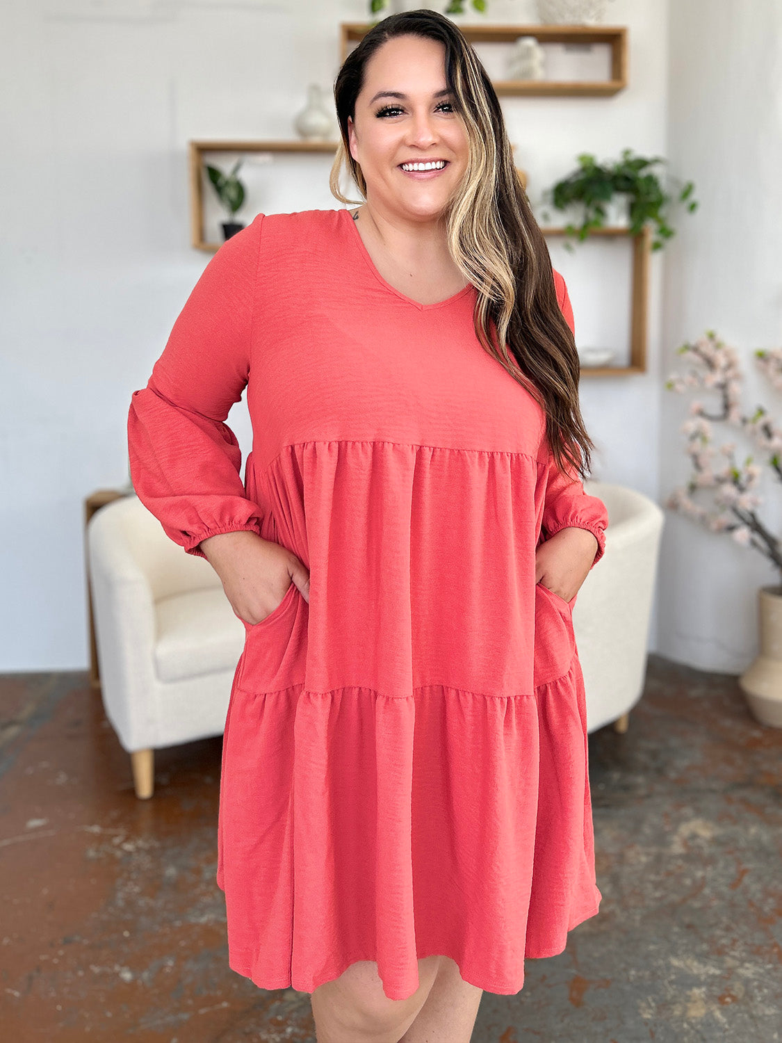 Madison Long Sleeve Tiered Dress