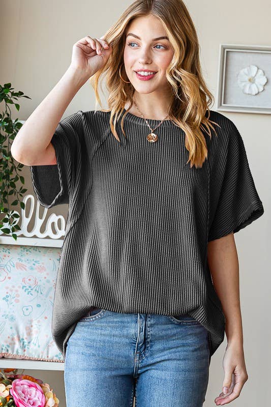 ET7518-10 SOLID URBAN RIBBED TOP: DUSTY LAVENDER / 2-2-2 (1X-2X-3X)