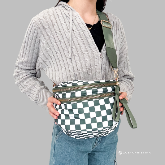 Crossbody Zipper Bag – 7 Colors, Removable Strap, Stylish: Green