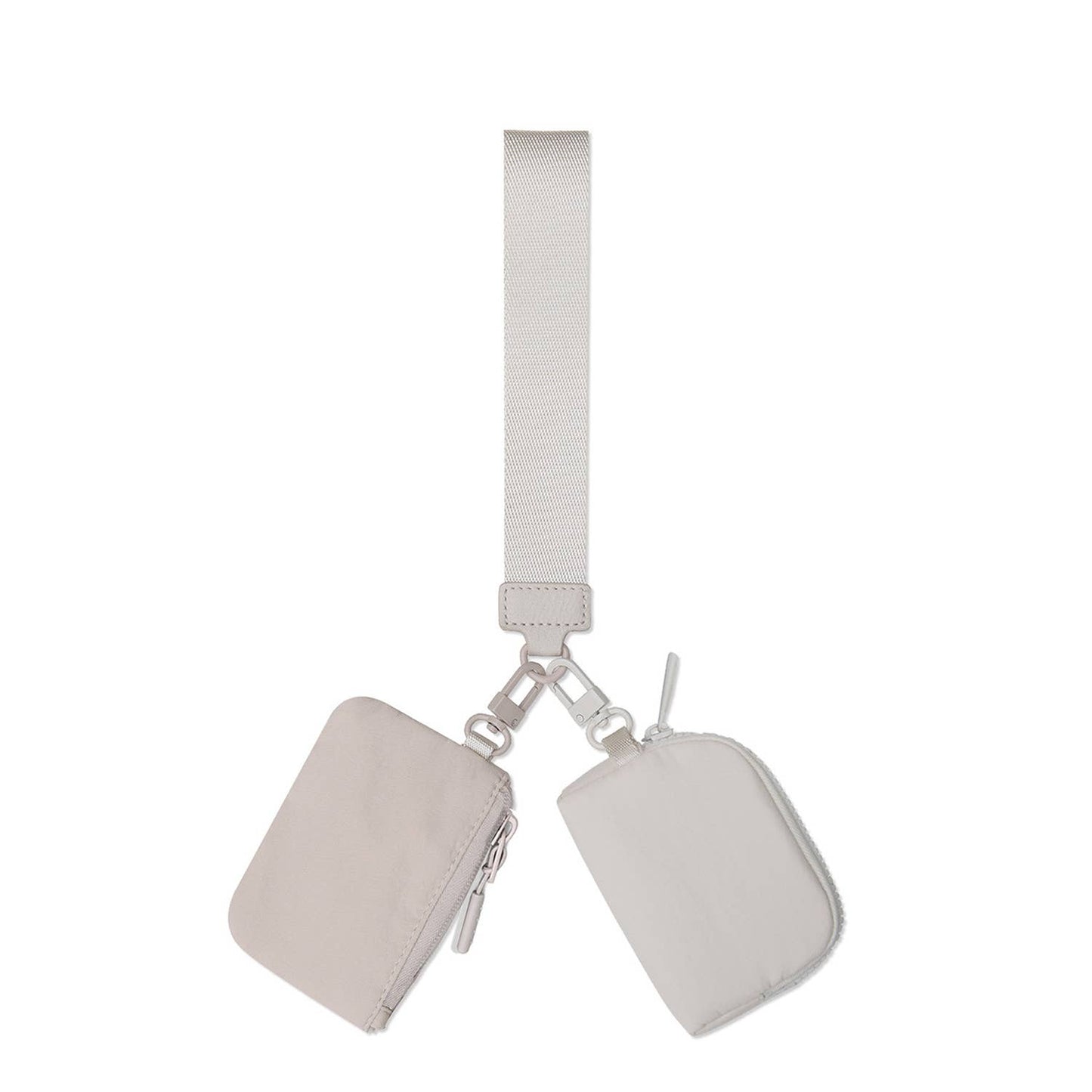 Marisa Alternative Nylon Dual Pouch Wristlet Strap Wallet: Pink and Ivory