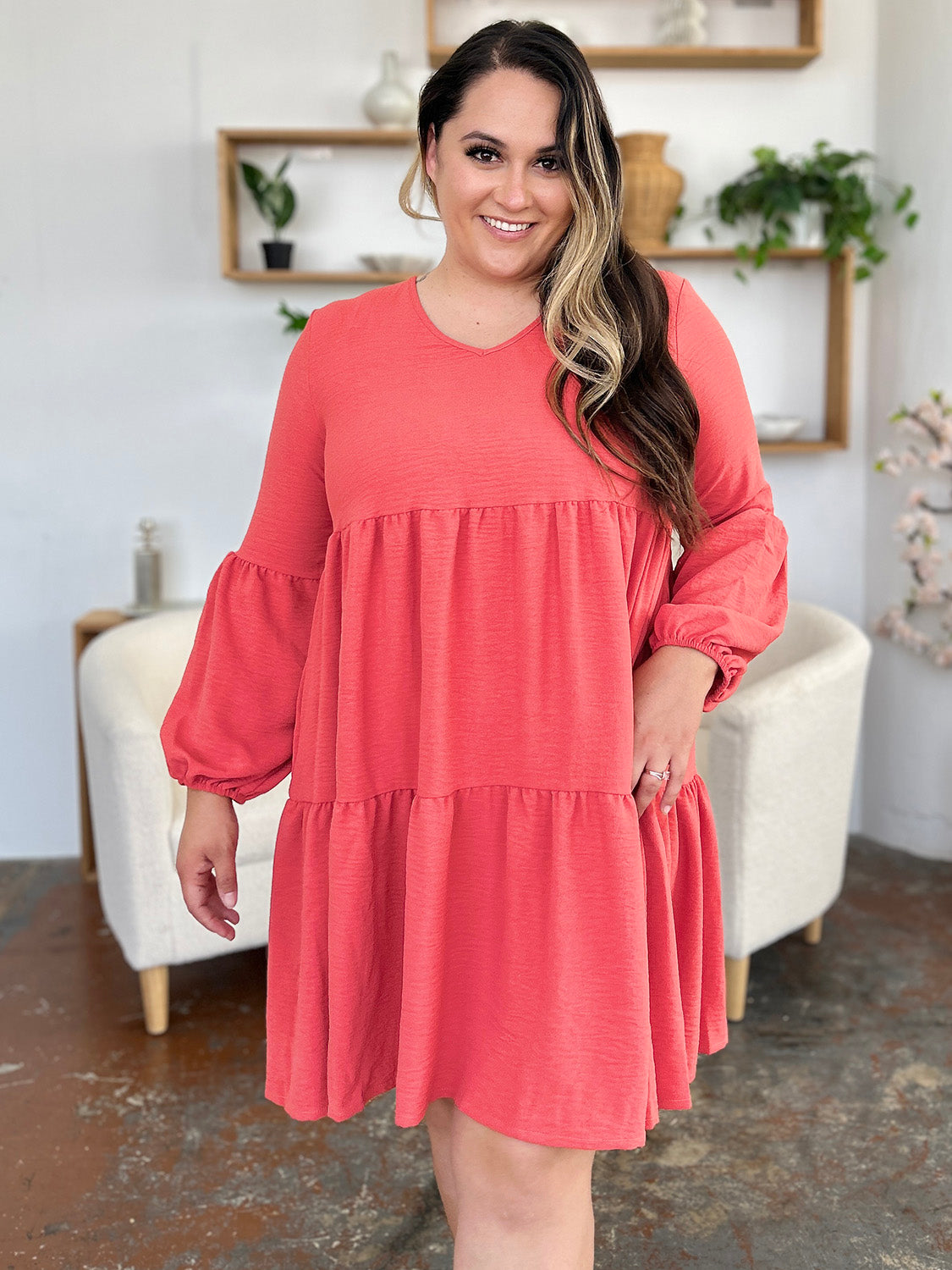 Madison Long Sleeve Tiered Dress