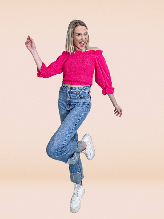 Limitless Too Stretch Contemporary Top in Hot Pink: Hot Pink / 2X-Large