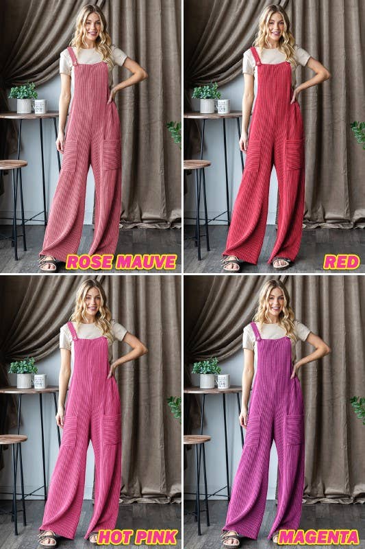 EP6810-10 SLEEVELESS SOLID URBAN RIBBED JUMPSUITS: CHARCOAL / 2-2-2 (1X-2X-3X)