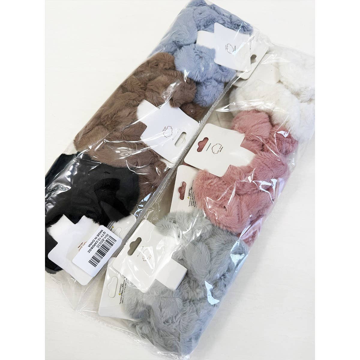 Soft Faux Fur Scunchie Set: MIX COLOR / ONE(12)