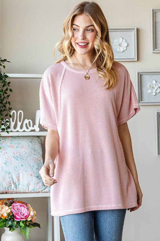 ET7518-10 SOLID URBAN RIBBED TOP: DUSTY LAVENDER / 2-2-2 (S-M-L)