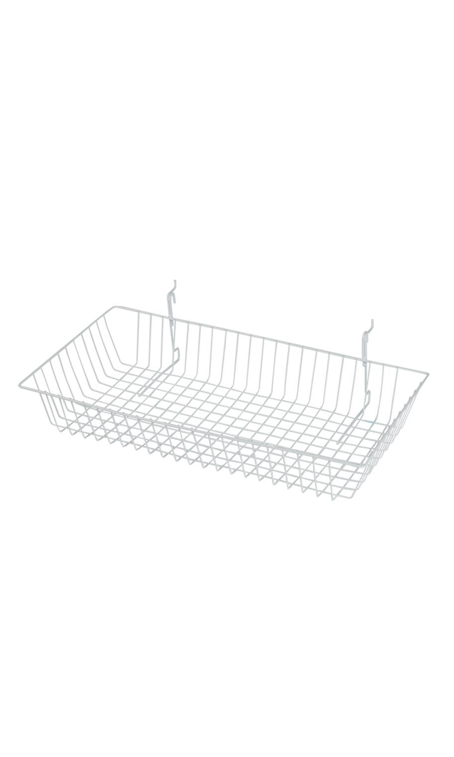 Grid Basket for Slatwall & Wire Grid: White / 12 x 8 x 4 inch