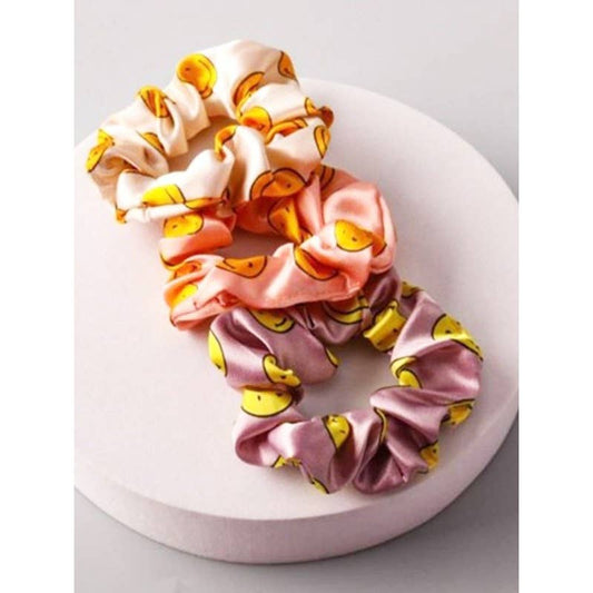 Satin Smiley Face Scrunchie Set: MIX COLOR / ONE(12)