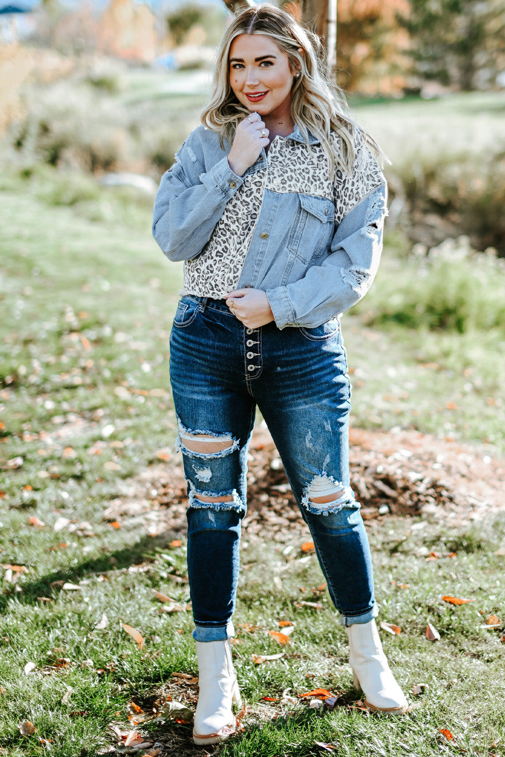 Jolene Animal Print Denim Jacket