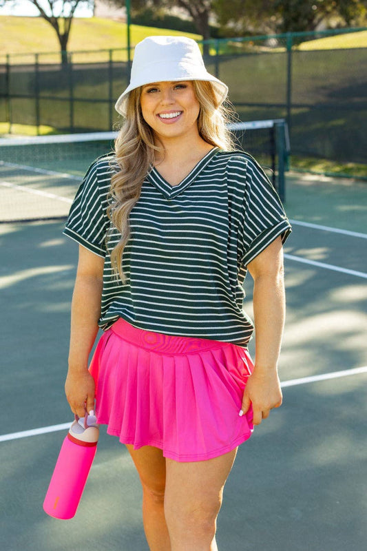 The Lucy Stripe Top, Green: Green / M