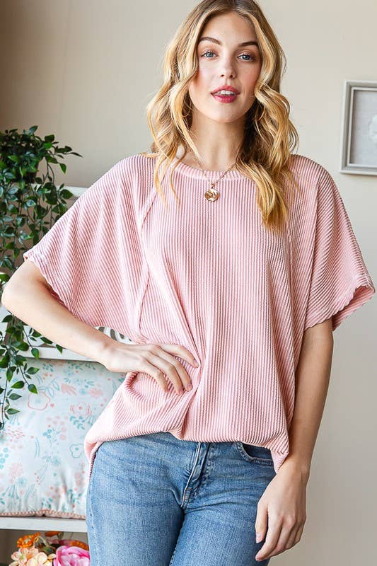 ET7518-10 SOLID URBAN RIBBED TOP: DUSTY LAVENDER / 2-2-2 (S-M-L)