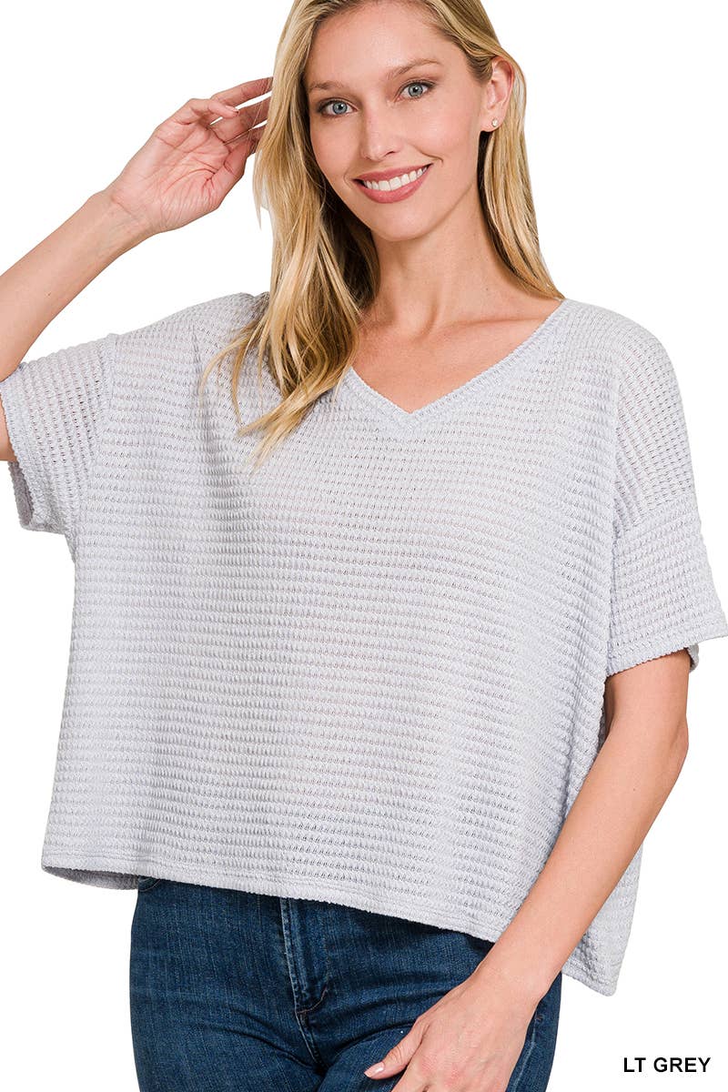 `.Textured Relaxed Fit Summer Sweater w/ back patch: SAND BEIGE-162821 / S/M