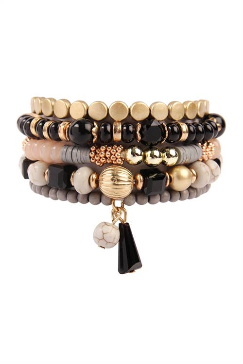 MULTIBEADS STRETCH BRACELET: Black / ONE