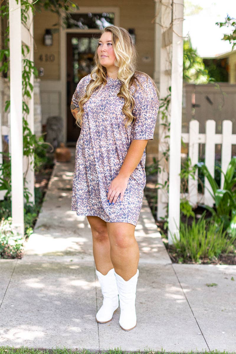 Leopard T-shirt Dress: Leopard / Plus Size