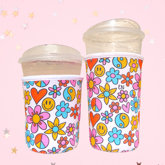 Cutie Cup Cover - Funky Floral - Iced Drink Sleeve: Small / 16oz