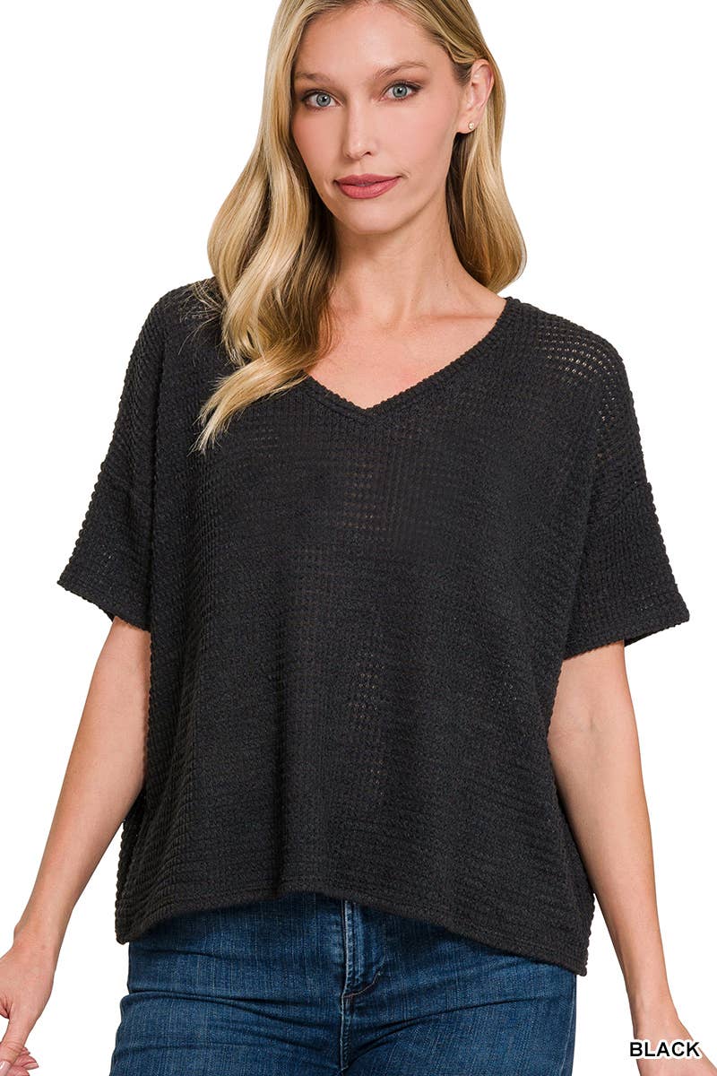 `.Textured Relaxed Fit Summer Sweater w/ back patch: SAND BEIGE-162821 / S/M