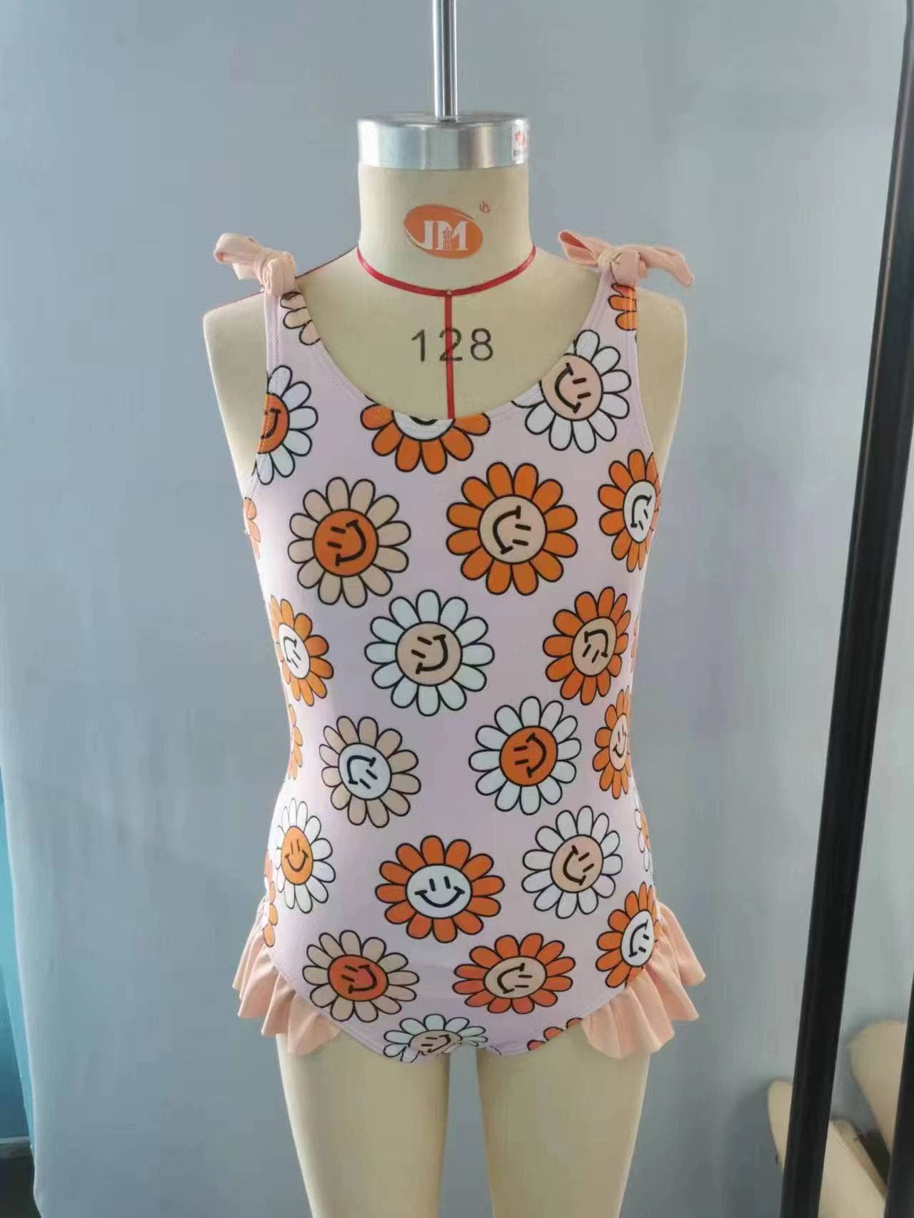 Baby Girls Smile Flowers One Pieces Swimsuit: 4T