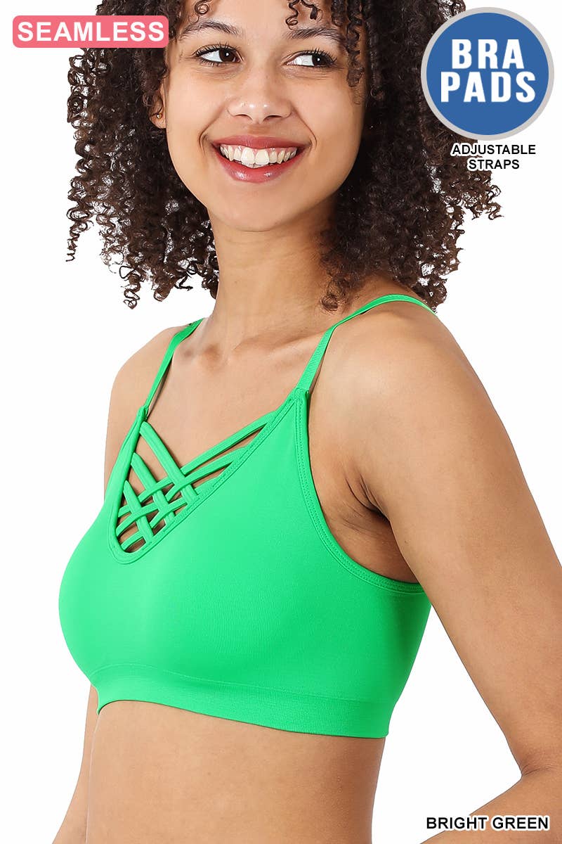 ..SI-12748 Lattice Bralette With Removable Bra Pads: GREENMINT-111326 / S/M
