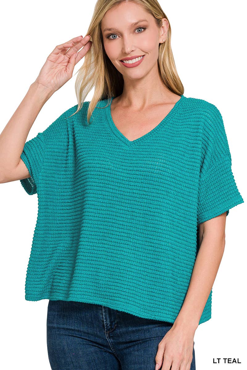 `.Textured Relaxed Fit Summer Sweater w/ back patch: SAND BEIGE-162821 / L/XL