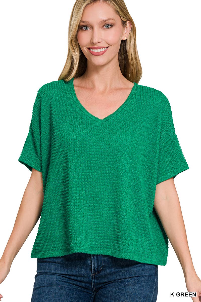 `.Textured Relaxed Fit Summer Sweater w/ back patch: SAND BEIGE-162821 / L/XL