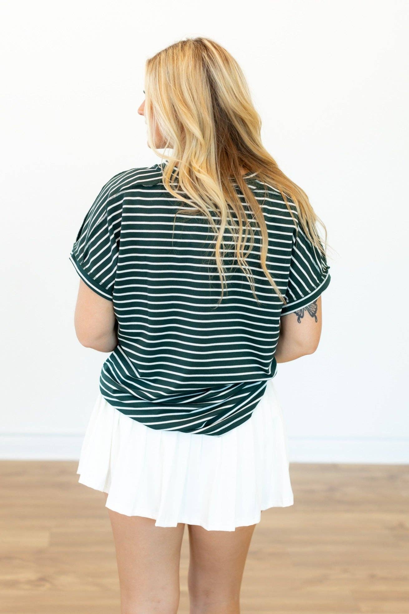 The Lucy Stripe Top, Green: Green / XL