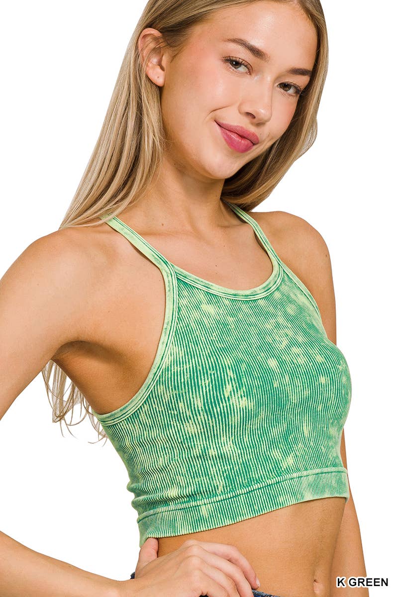 ",,,,,.Premium Washed Seamless Halter Racerback Crop Tank: HOT PINK-180307 / S/M