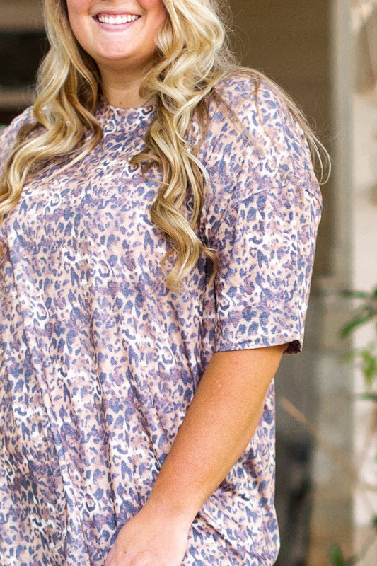 Leopard T-shirt Dress: Leopard / Plus Size