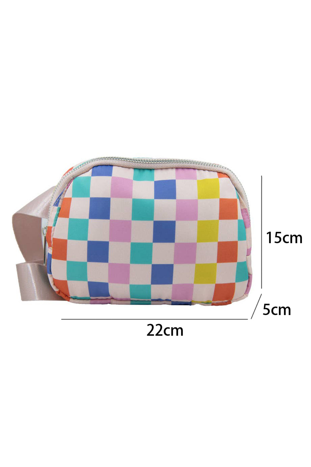 Pink Checkered Zipper Buckle Strap Crossbody Bag