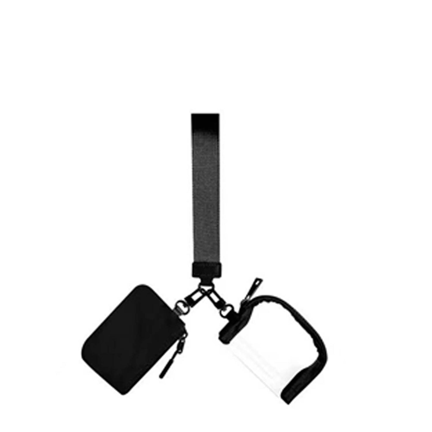 Marisa Alternative Nylon Dual Pouch Wristlet Strap Wallet: Black White Checker
