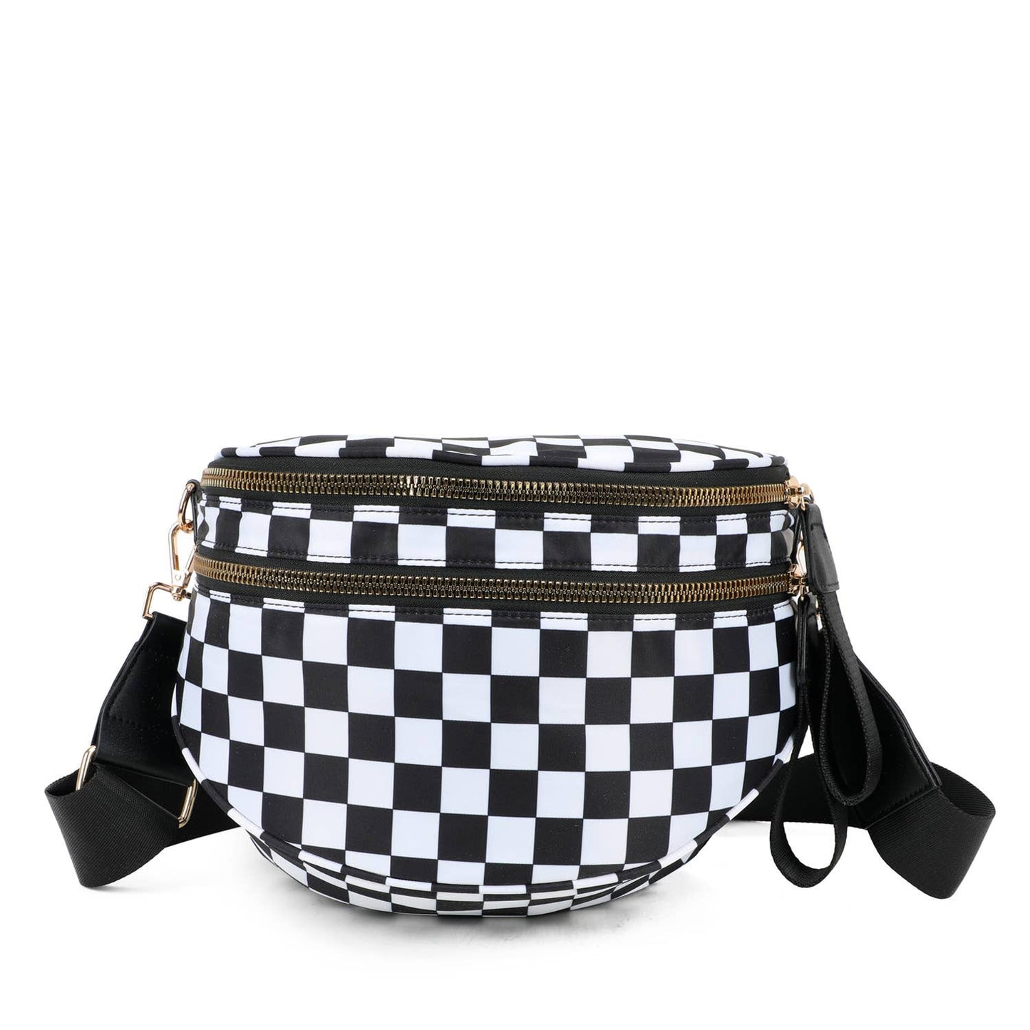 Paulina Nylon Waterproof Multi-Compartment 10" Crossbody Bag: Bean Green Checker